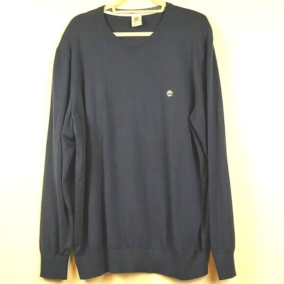 Timberland Men's Navy Blue Cotton Crew Neck Logo Sweater Size XXL - Picture 9 of 9